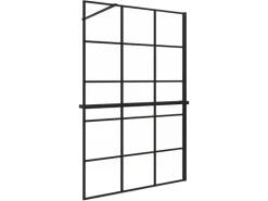 AICA 100x200cm 8mm NANO Glas Walk In Schwarz Duschwand mit Glasdekor Gitter mit Duschregal mit Stabilisator F130B
