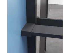 AICA 100x200cm 8mm NANO Glas Walk In Schwarz Duschwand mit Glasdekor Gitter mit Duschregal mit Stabilisator F130B