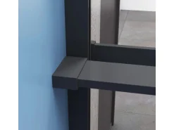 AICA 80x200cm Walk In Schwarz Aluminiumrahmen Duschwand mit Duschregal Handtuchhalter Duschabtrennung 8mm NANO Glass