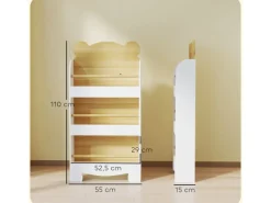 AIYAPLAY Bücherregal für Kinder Kinderregal mit 3 Ablagen aus Holz