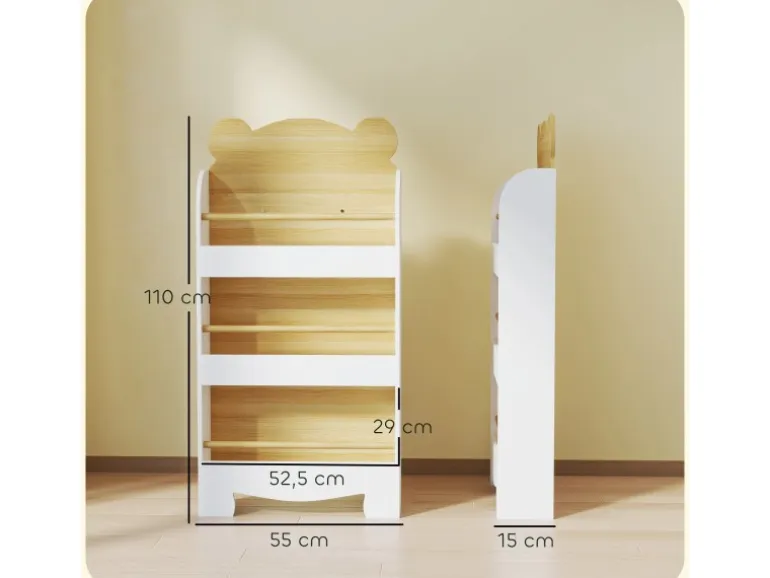 AIYAPLAY Bücherregal für Kinder Kinderregal mit 3 Ablagen aus Holz