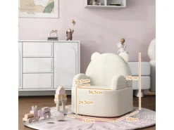 AIYAPLAY Kindersessel mit Weichem Teddyfleece Bärenform Beige