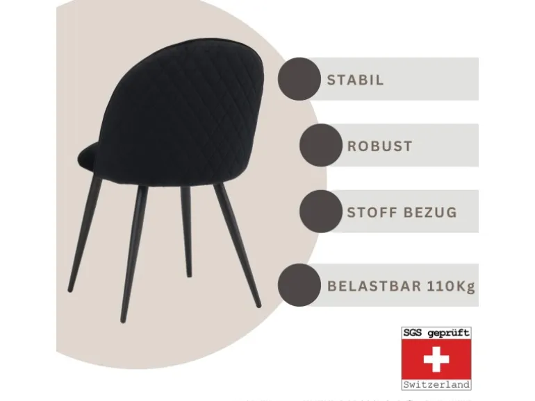 Albatros Esszimmerstuhl CAPO Samt 4er Set Schwarz