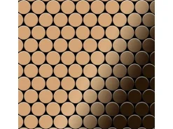 ALLOY Mosaik Fliese Massiv Metall Titan Hochglänzend Kupfer 1,6mm Stark Dome-ti-am 1 Paket mit 10 Matten 0,73 m2 Kupfer