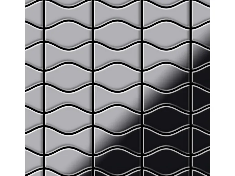 ALLOY Mosaik Fliese Massiv Metall Edelstahl Marine Hochglanz Kismet & Karma-s-s-mm 1 Paket mit 10 Matten 0,86 m2 Grau