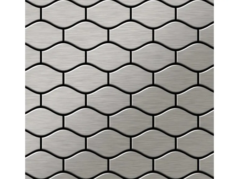 ALLOY Mosaik Fliese Massiv Metall Edelstahl Marine Gebürstet Grau 1,6mm Karma-s-s-mb, 1 Paket mit 10 Matten 0,86 m2 Grau