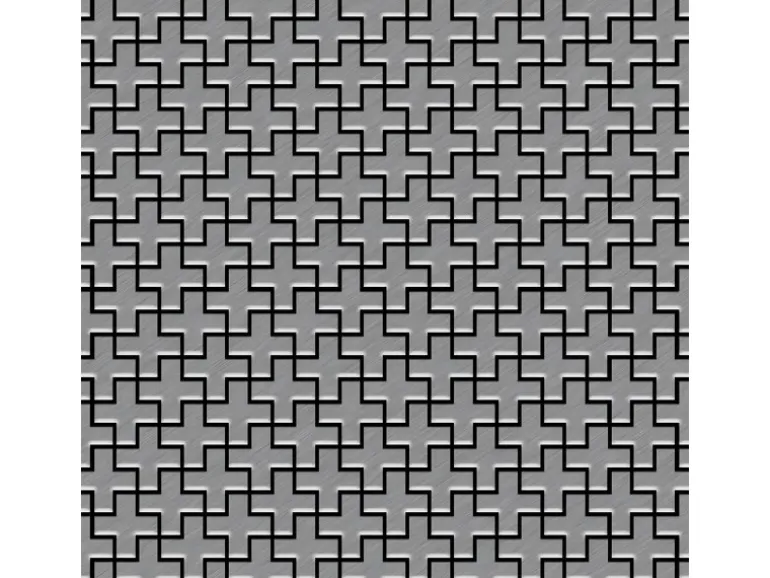 ALLOY Mosaik Fliese Massiv Metall Edelstahl Gebürstet Grau 1,6mm Swiss Cross-s-s-b 1 Paket mit 10 Matten 0,88 m2 Grau