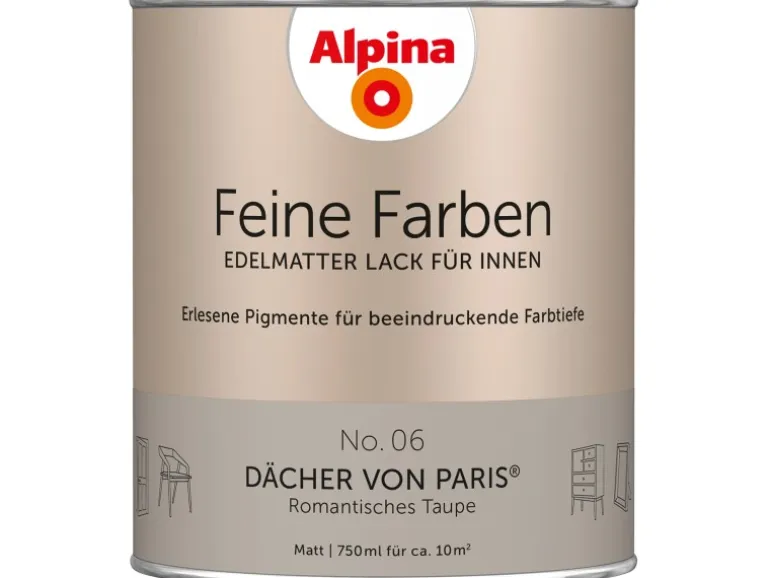 Alpina Feine Farben Lack No. 06 Dächer von Paris® Taupe edelmatt 750 ml