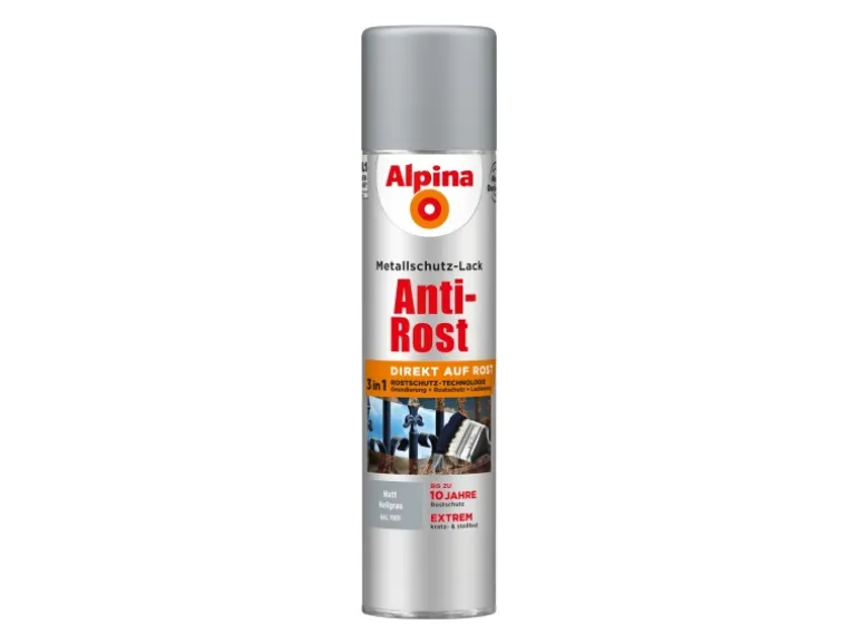 Alpina Metallschutz-Lack Anti-Rost Spray Hellgrau matt 400 ml