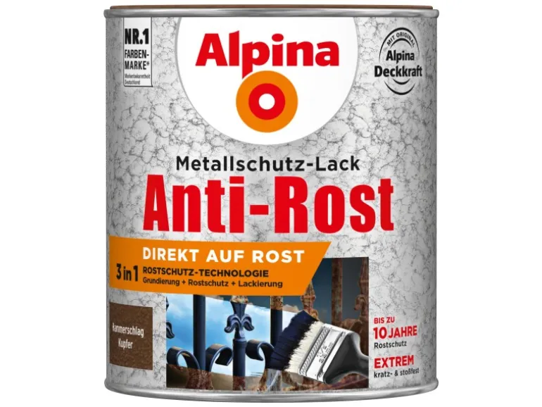Alpina Metallschutz-Lack Anti-Rost Kupfer Hammerschlag 750 ml