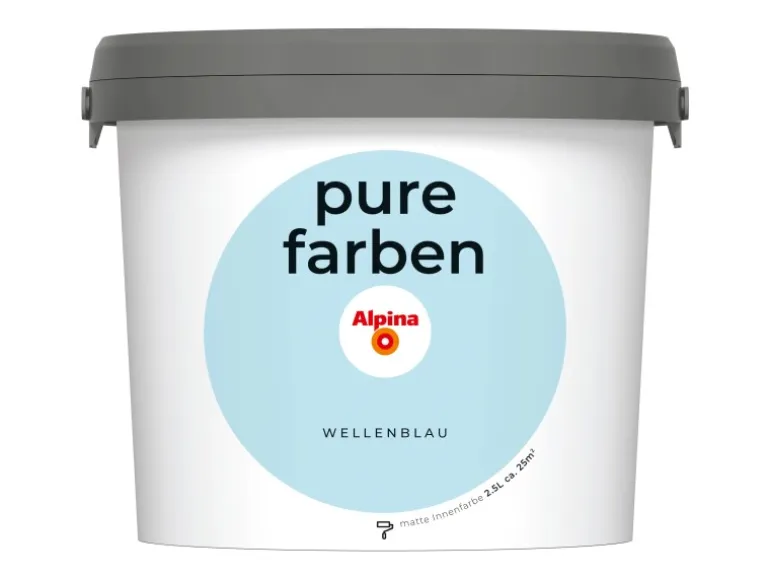 Alpina Wandfarbe Pure Farben Wellenblau 2,5 l