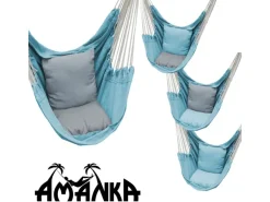 AMANKA Hängesessel inkl. 2 Kissen bis 120 kg 130 x 95 cm Blau