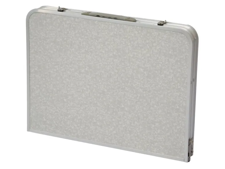 AMANKA Klappbarer Campingtisch 90 x 60 x 70 cm inkl. 2 Aluminium Hocker Hellgrau