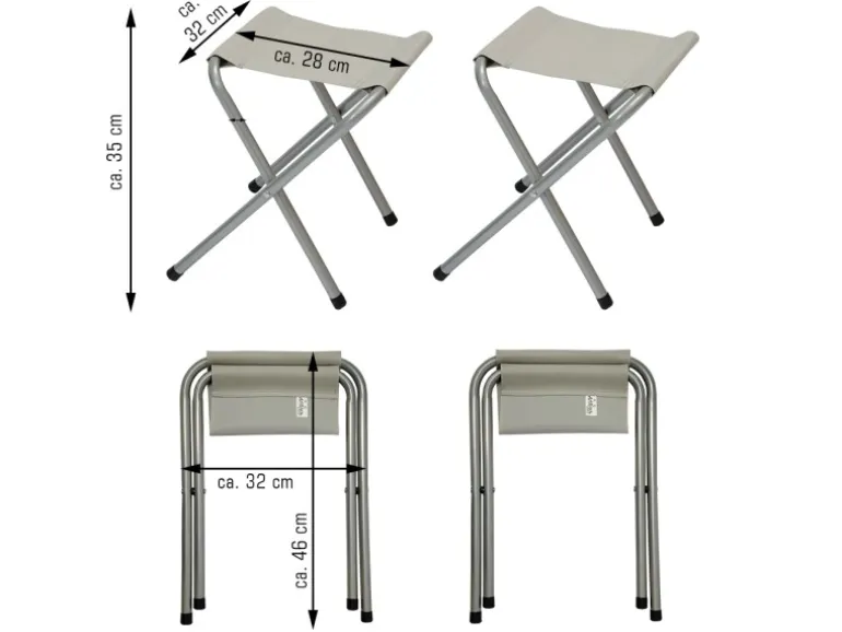 AMANKA Klappbarer Campingtisch 90 x 60 x 70 cm inkl. 2 Aluminium Hocker Hellgrau