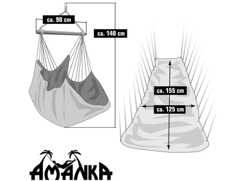AMANKA XL-Hängesessel bis 100 kg Belastbar 155 x 125 cm Moosgrün