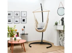 AMANKA XL-Hängesessel bis 100 kg Belastbar 155 x 125 cm Beige