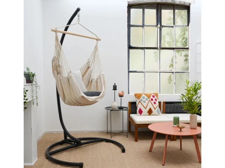 AMANKA XL-Hängesessel bis 100 kg Belastbar 155 x 125 cm Beige