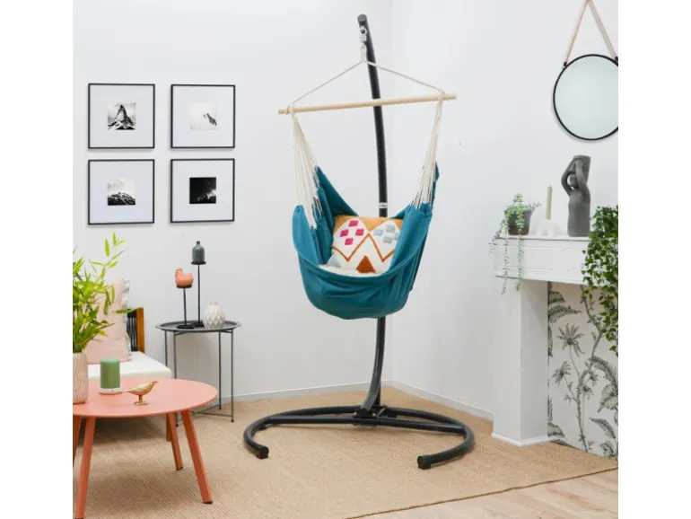 AMANKA XL-Hängesessel bis 100 kg Belastbar 155 x 125 cm Petrolblau
