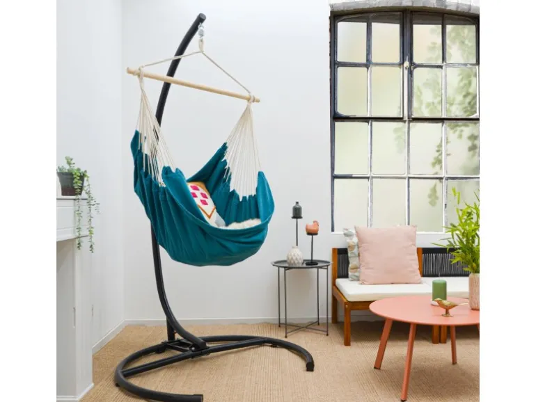 AMANKA XL-Hängesessel bis 100 kg Belastbar 155 x 125 cm Petrolblau