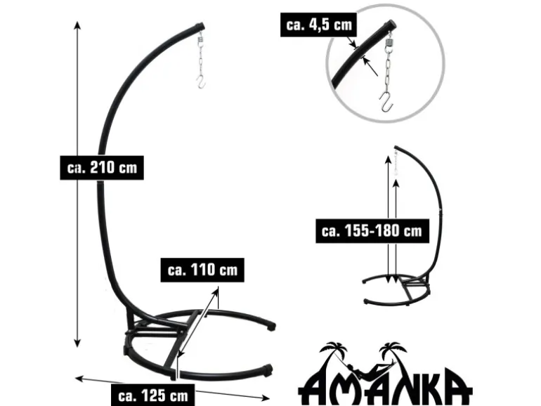 AMANKA XL-Hängesessel inkl. Gestell bis 100 kg 155 x 125 cm Beige
