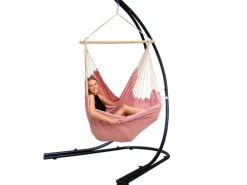 AMANKA XXL-Hängesessel Rosafarben mit Gestell 140 x 160 x 210 cm