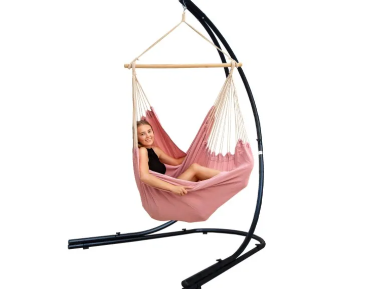 AMANKA XXL-Hängesessel Rosafarben mit Gestell 140 x 160 x 210 cm
