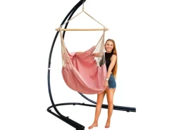 AMANKA XXL-Hängesessel Rosafarben mit Gestell 140 x 160 x 210 cm