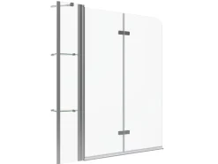 Aquabatos Badewannenfaltwand 150 x 140 cm 3tlg. Badewannenaufsatz Dusche Duschabtrennung Duschwand für Badewanne 5mm ESG Echtglas