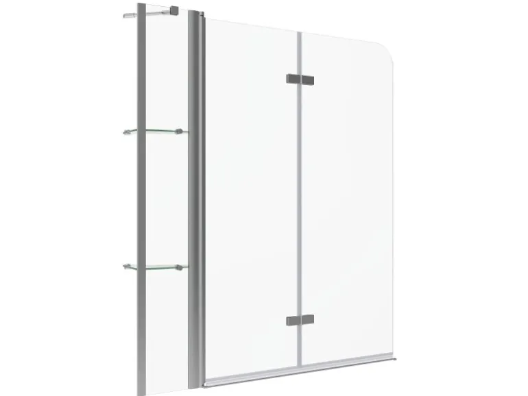 Aquabatos Badewannenfaltwand 150 x 140 cm 3tlg. Badewannenaufsatz Dusche Duschabtrennung Duschwand für Badewanne 5mm ESG Echtglas