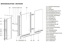 Aquabatos Badewannenfaltwand 130 x 140 cm 3tlg. Badewannenaufsatz Dusche Duschabtrennung Duschwand für Badewanne 5mm ESG Echtglas