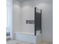 Aquabatos Duschwand für Badewanne Faltwand 120 x 70 x 140 cm Badewannenaufsatz Eck Duschtrennwand für Badewanne Badewannenfaltwand mit Seitenwand