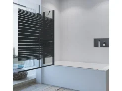 Aquabatos 3tlg. Badewannenaufsätze 150 x 140 cm Badewannenfaltwand Duschabtrennung Duschwand für Badewanne Schwarz Matt 5 mm Sicherheitsglas Glaswand