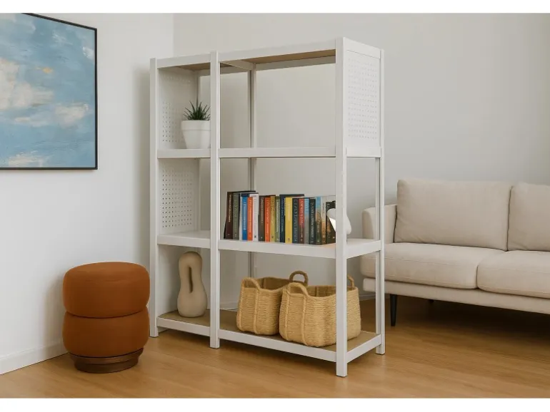 Ar Shelving Eckregal Rivet D-Carbon Style 150 x 70 x 40 cm Grauweiß FSC®