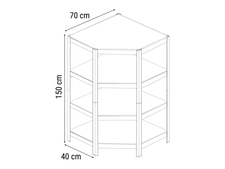 Ar Shelving Eckregal Rivet D-Carbon Style 150 x 70 x 40 cm Grauweiß FSC®