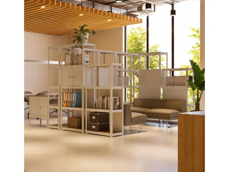 Ar Shelving Eckregal Rivet D-Carbon Style 150 x 70 x 40 cm Grauweiß FSC®