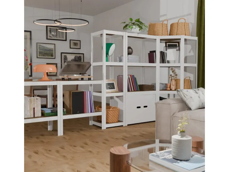 Ar Shelving Eckregal Rivet D-Carbon Style 150 x 70 x 40 cm Grauweiß FSC®