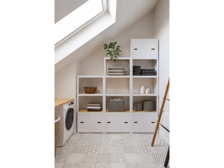 Ar Shelving Eckregal Rivet D-Carbon Style 150 x 70 x 40 cm Grauweiß FSC®