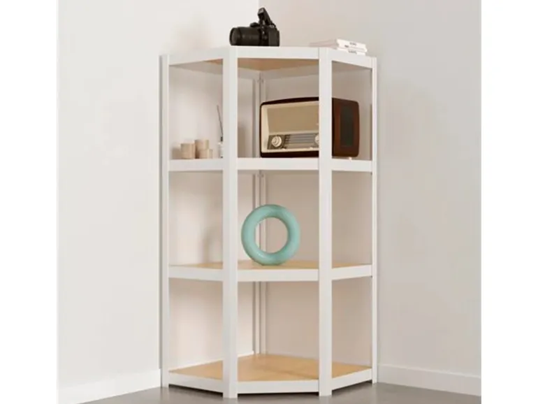 Ar Shelving Eckregal Rivet D-Carbon Style 150 x 70 x 40 cm Grauweiß FSC®