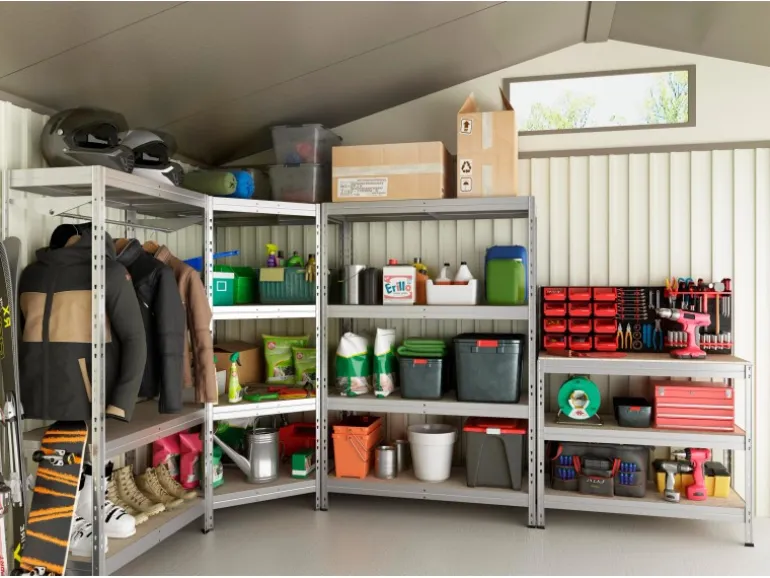 Ar Shelving Schwerlast-Steckregal Rivet 180 cm x 90 cm x 45 cm 4 Böden Verzinkt