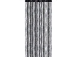 Arsvita Fadenvorhang Fadengardine Gardine Vorhang Metall-Optik 140 cm x 250 cm Stangendurchzug Schwarz