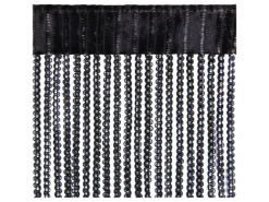 Arsvita Fadenvorhang Fadengardine Gardine Vorhang Metall-Optik 140 cm x 250 cm Stangendurchzug Schwarz