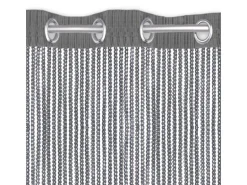 Arsvita Fadenvorhang Fadengardine Gardine Vorhang Metall-Optik 140 cm x 250 cm Ösen Dunkelgrau