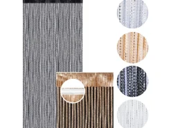 Arsvita Fadenvorhang Metall Optik Gardine Vorhang Lurex Universalband Silber 140 cm x 250 cm