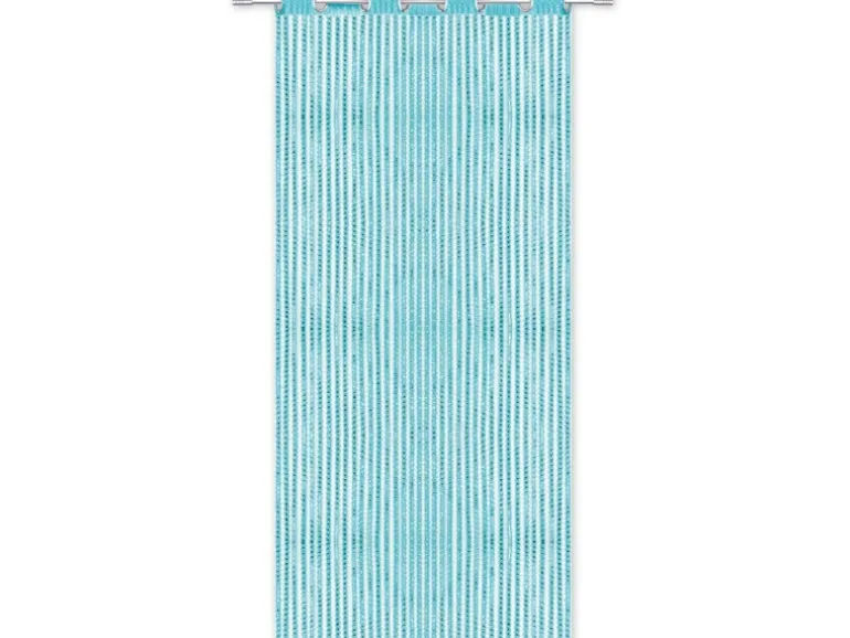 Arsvita Fadenvorhang Trennvorhang Dekoschal Gardine Metall-Optik Ösen 140 cm x 250 cm Türkis