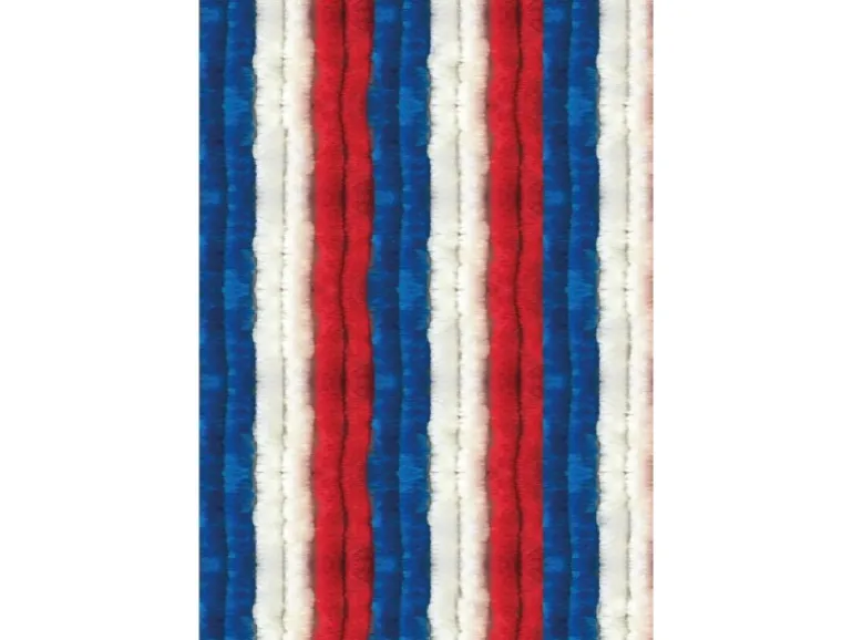 Arsvita Flauschvorhang Flauschgardine Vorhang 100 cm x 200 cm Unistreifen Rot Weiß Blau
