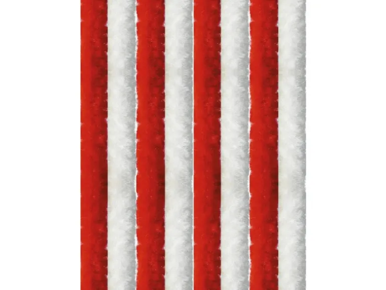 Arsvita Flauschvorhang Flauschgardine Vorhang 100 cm x 220 cm Unistreifen Rot Weiß
