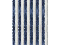 Arsvita Flauschvorhang Flauschgardine Vorhang 140 cm x 200 cm Unistreifen Dunkelblau Weiß