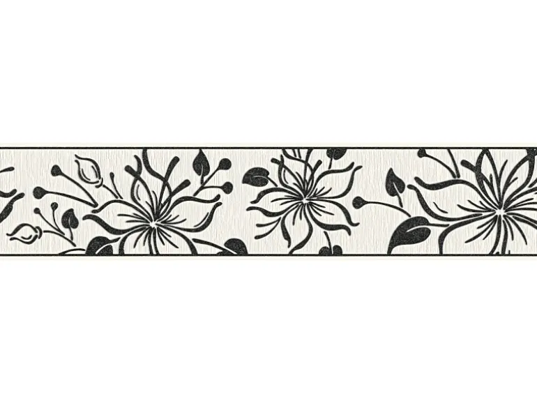 A.S. Création Bordüre Blume Stick Up Schwarz-Weiß