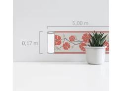 A.S. Création Borte selbstklebend Blumen 5 m x 17 cm Rot-Weiß