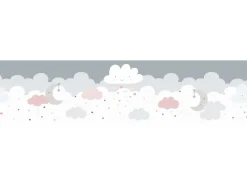 A.S. Création Borte selbstklebend Wolken Kinderzimmer 5 m x 15 cm Grau-Rosa
